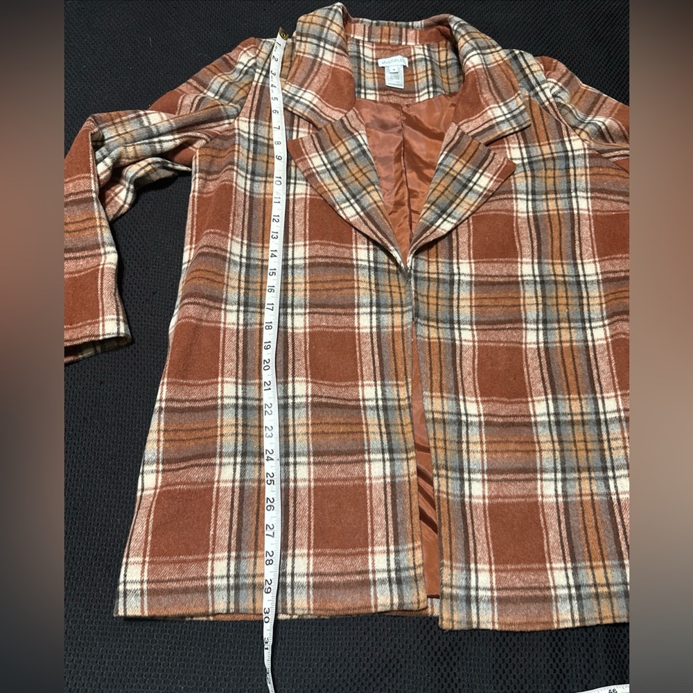 Multiples Women M Long Sleeve Open Front Plaid Jacket Casual Cozy Coat Academia - Picture 6 of 6